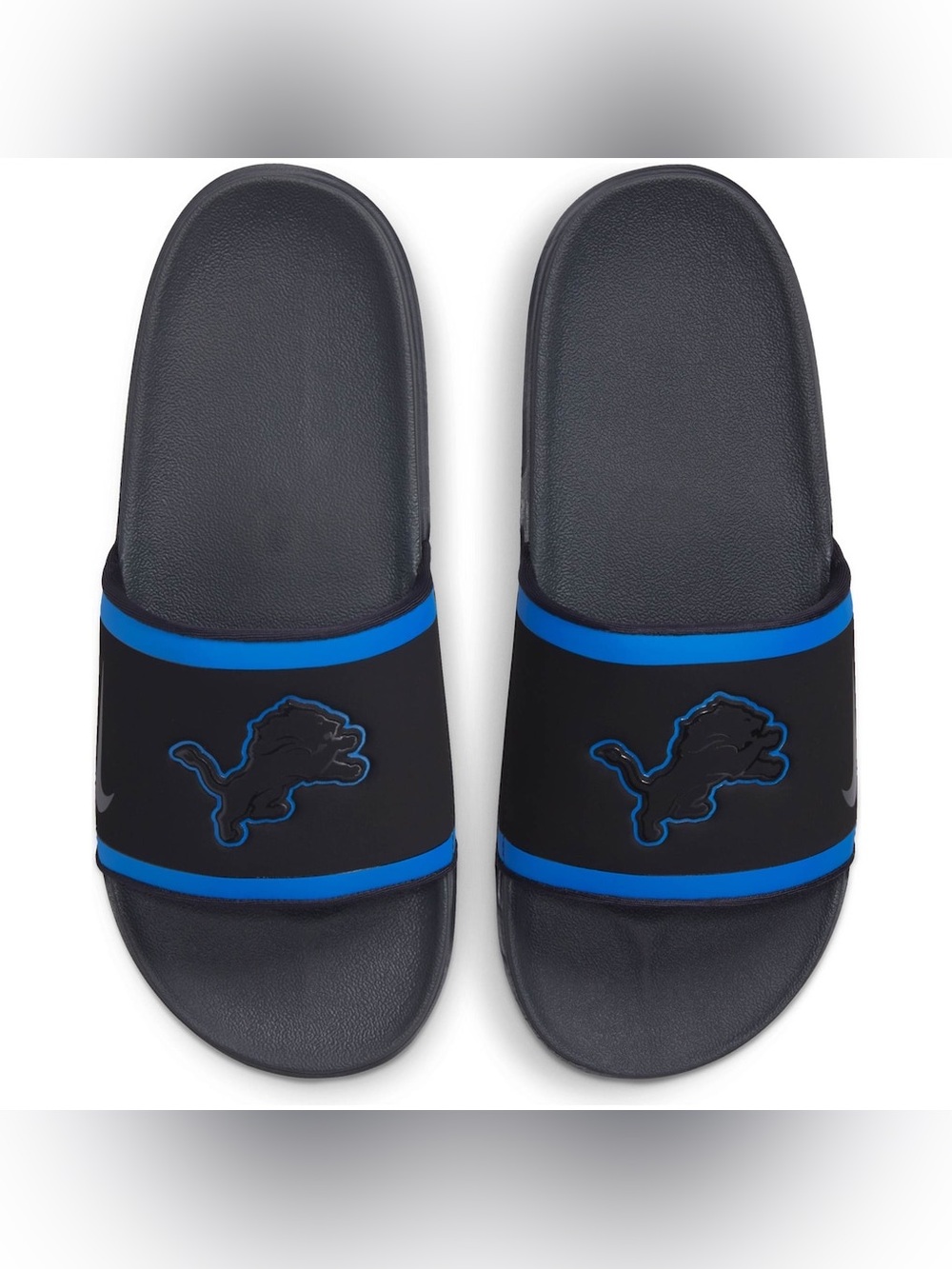 👉🏼LIKE NEW👈🏼 Detroit Lions Offcourt Blue & Black Slide Sandals